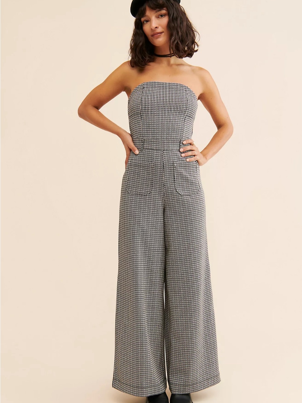 Maeve by Anthropologie Houndstooth Knit Jumpsuit • 14P • NWOT